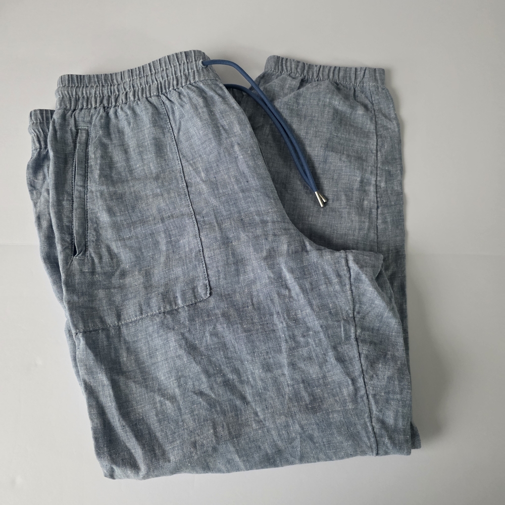 Athleta Retreat Linen Jogger Pants-Chambray Blue-Size 12 Petite 100% Linen - Picture 4 of 14